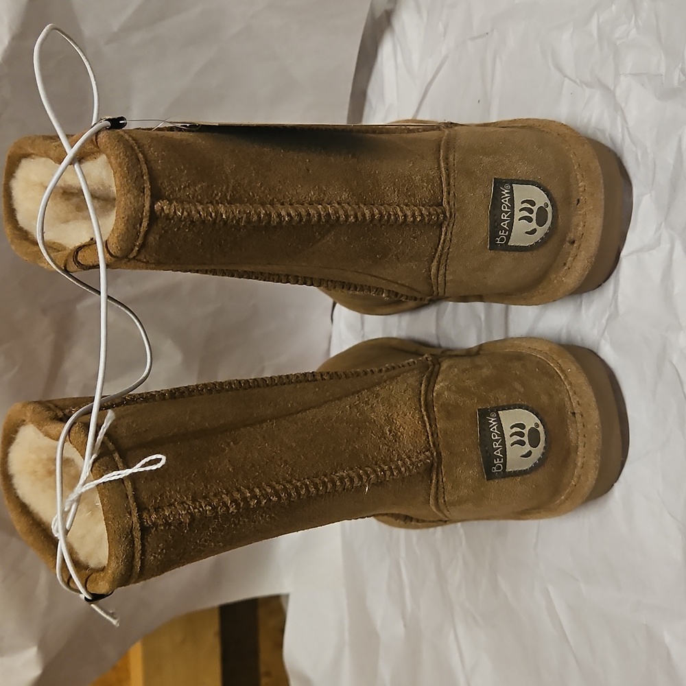 NWT BearPaw Tan Suede Mid Calf Boots Womens Size 7 - Picture 5 of 9